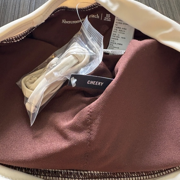 Abercrombie Marina One-Piece Swimsuit Strapless Brown and White Shell Pattern - Picture 4 of 8